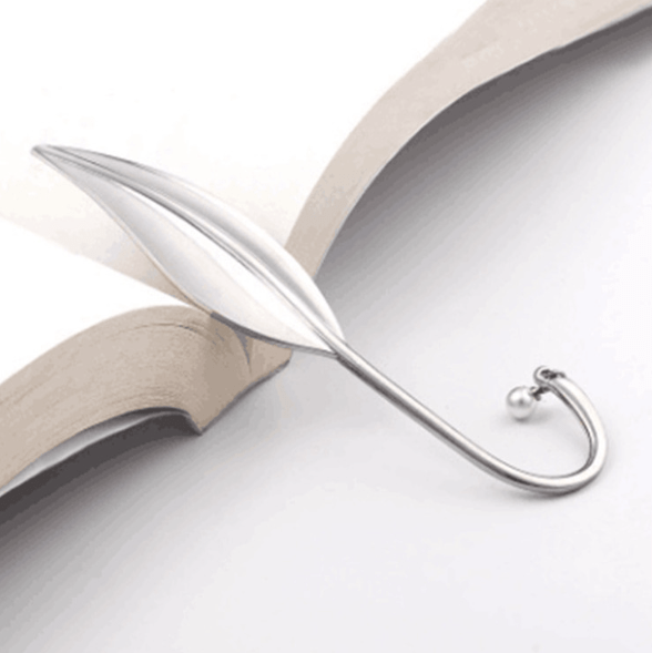 Marque page metal plume argent